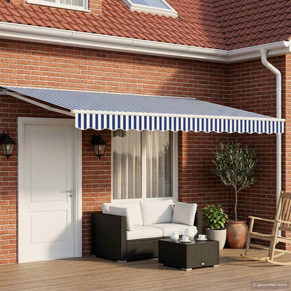 Tenda retrattile manuale Blu e Bianco 5 × 3,5 m | homemem39