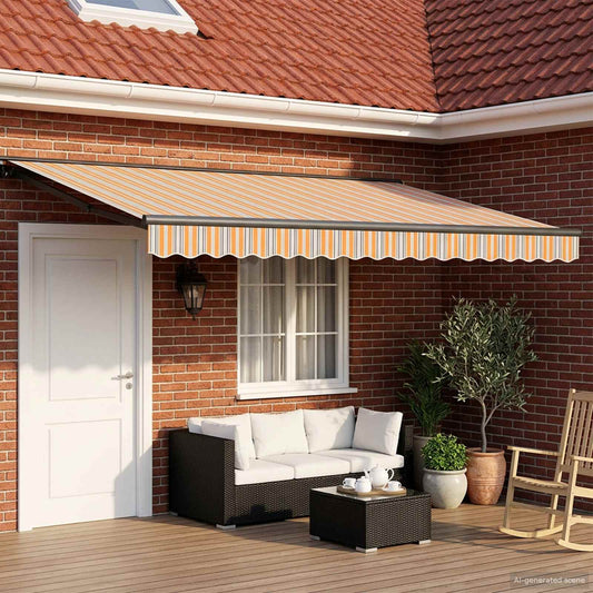Tenda retrattile manuale Arancione, Grigio, Blu, Bianco | homemem39