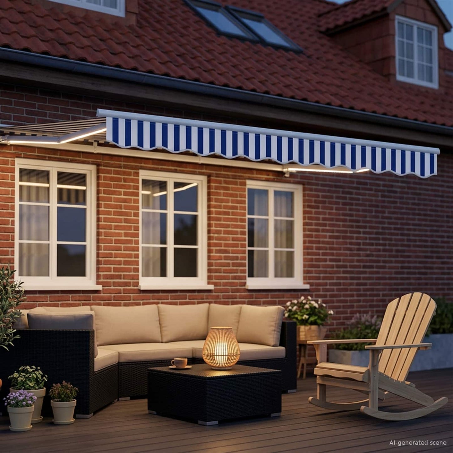 Cornice per Tenda Manuale con LED Blu e Bianco 2,5 x 2 m | homemem39