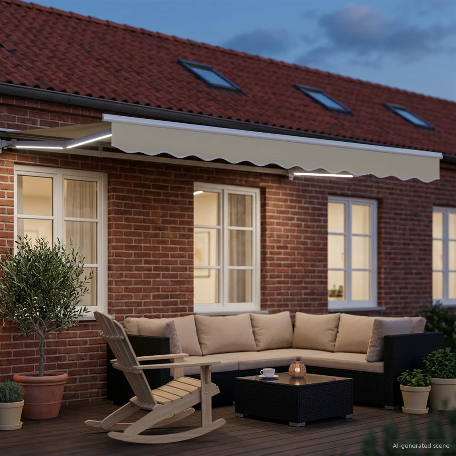 Cornice per Tenda Manuale con LED Crema e Bianco 3 x 2,5 m | homemem39