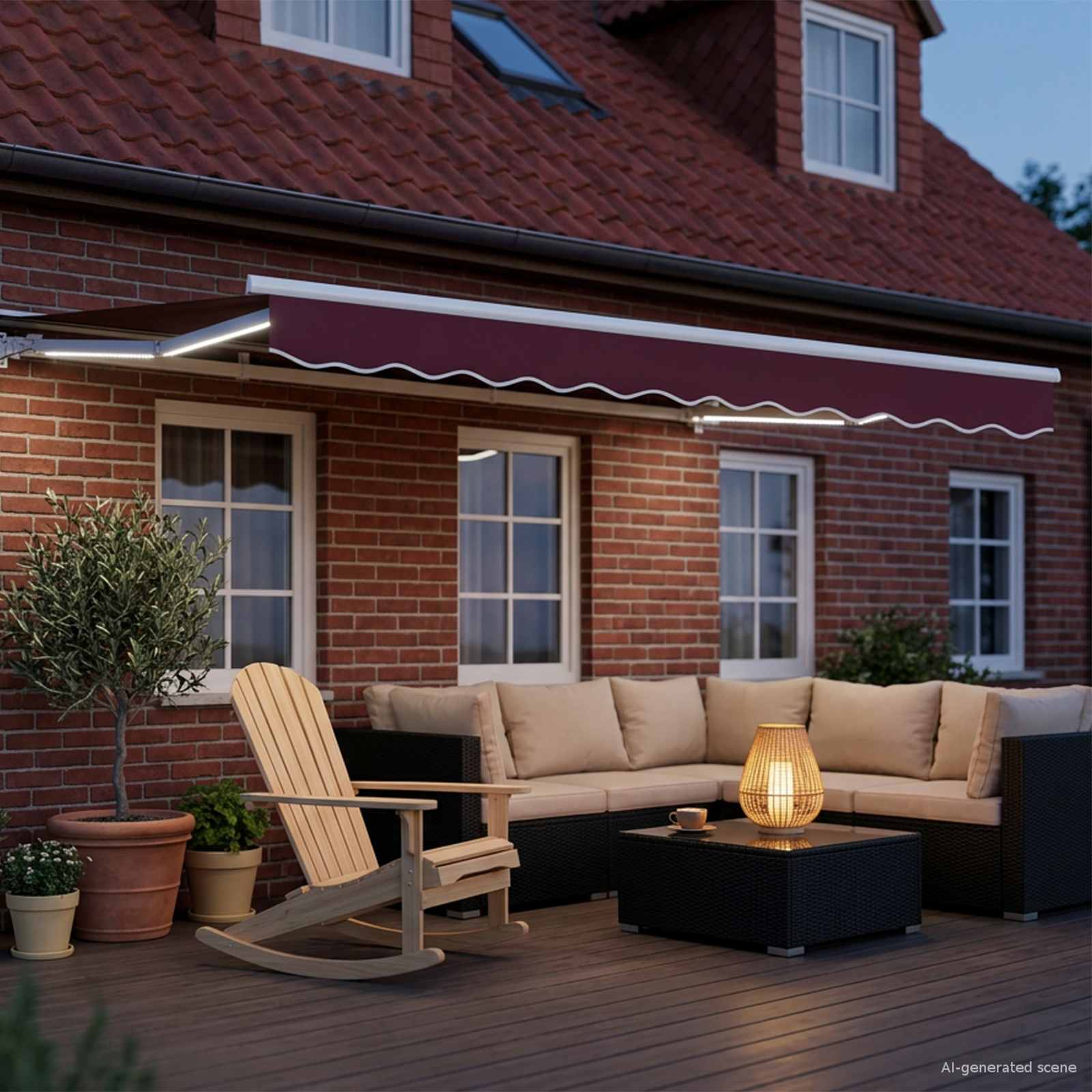 Cornice per Tenda Manuale con LED Borgogna e Bianco 3 x 2,5 m | homemem39