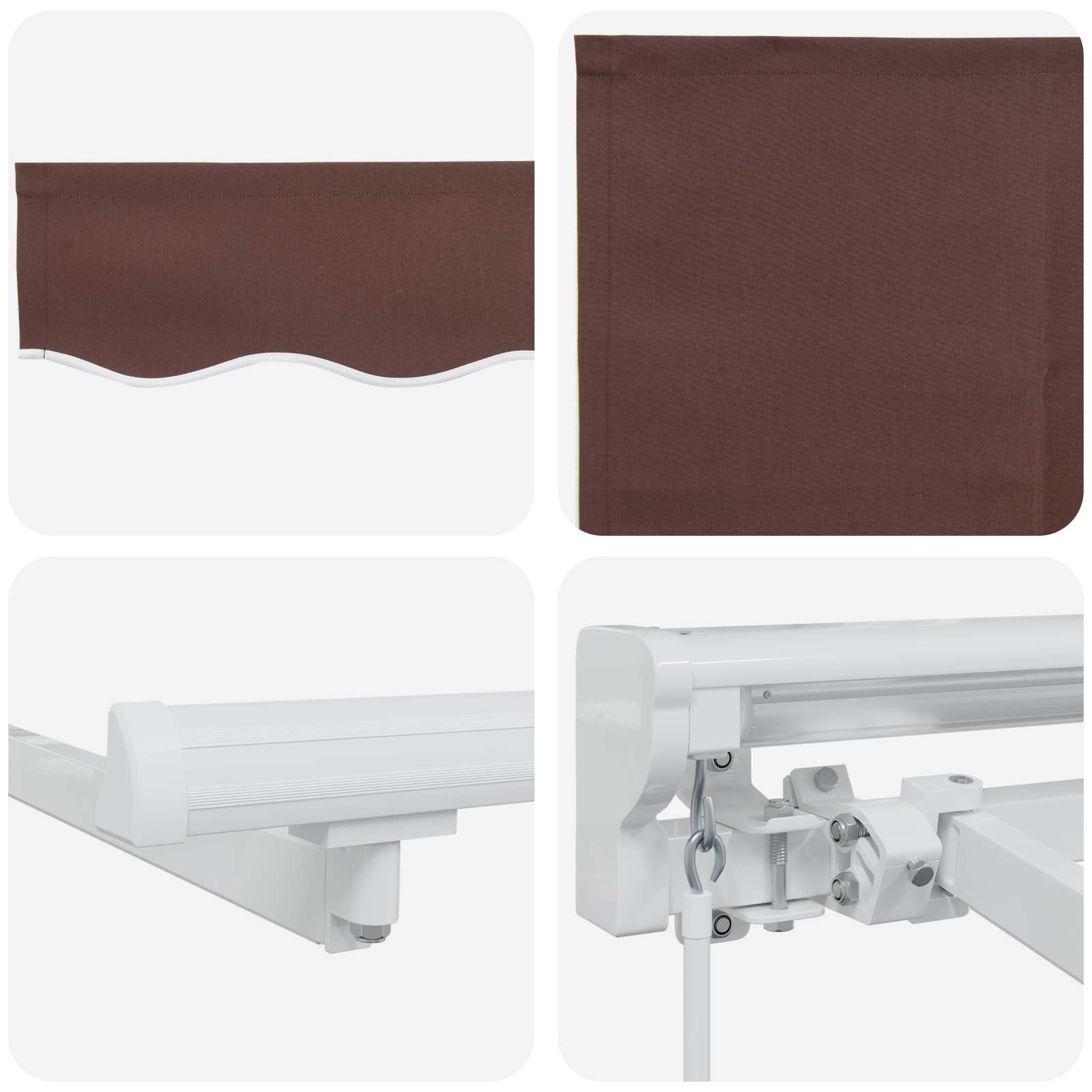 Cornice per Tenda Manuale con LED Marrone e bianco 3 x 2,5 m | homemem39
