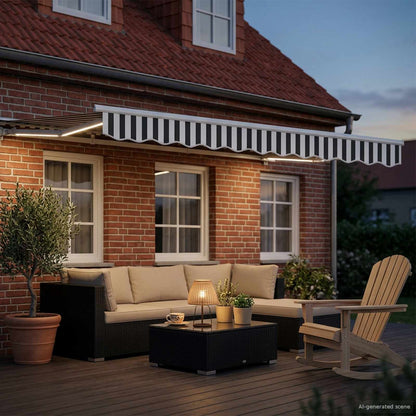 Cornice per Tenda Manuale con LED Antracite e Bianco 3 x 2,5 m | homemem39