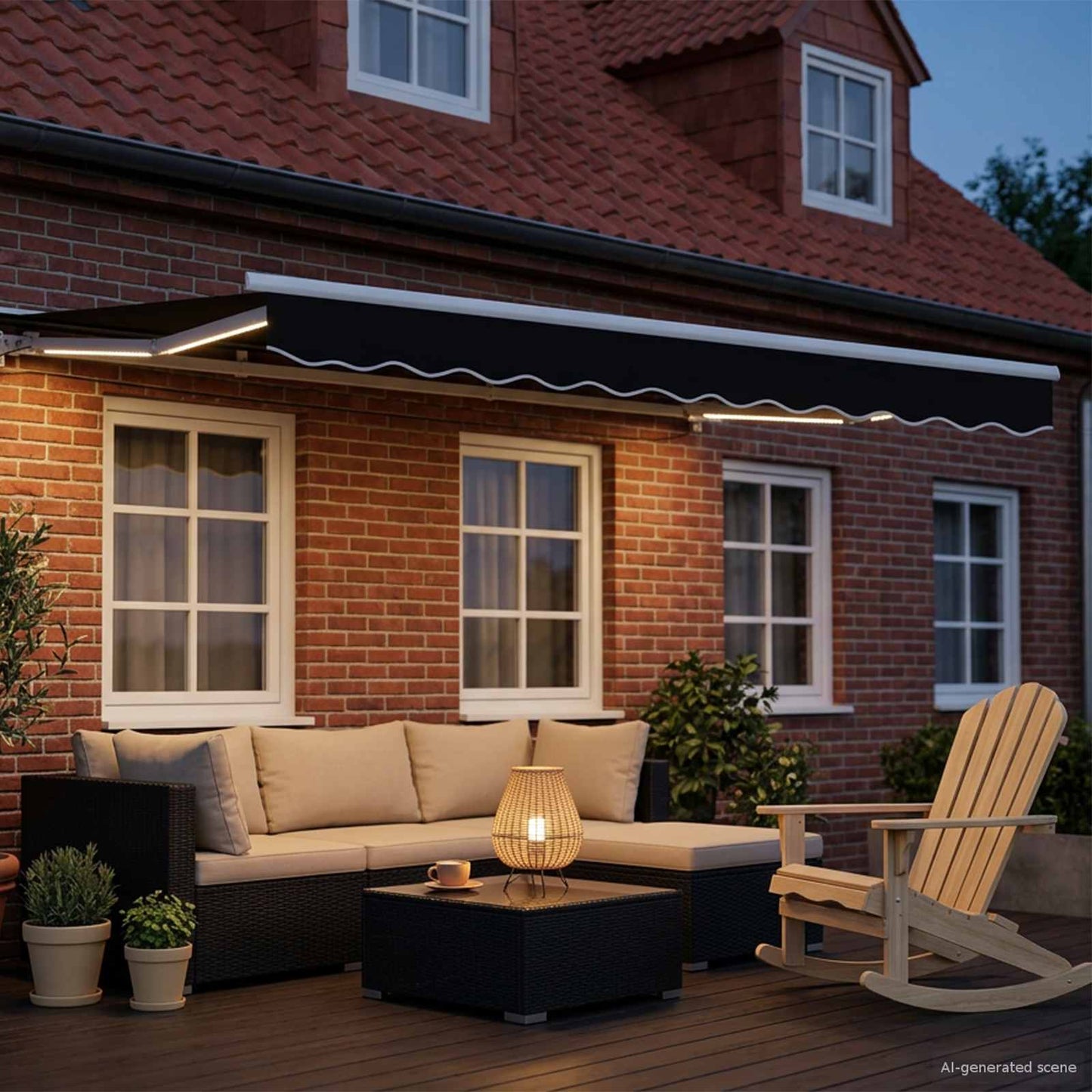 Cornice per Tenda Manuale con LED Nero e Bianco 3 x 2,5 m | homemem39