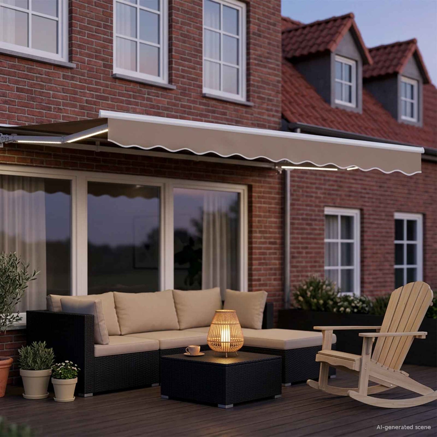Cornice per Tenda Manuale con LED Beige e Bianco 3 x 2,5 m | homemem39