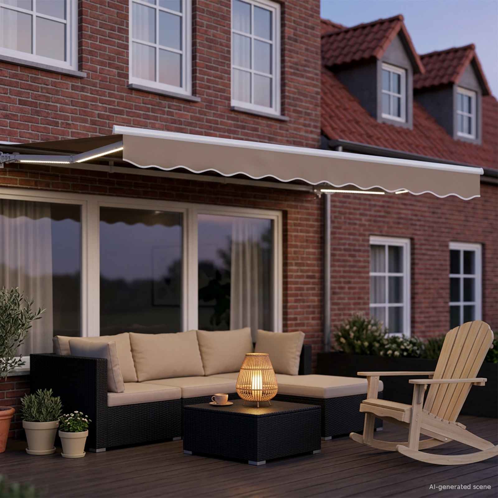 Cornice per Tenda Manuale con LED Beige e Bianco 3 x 2,5 m | homemem39
