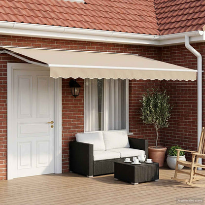 Cornice per Tenda Manuale con LED Beige e Bianco 4 × 3,5 m