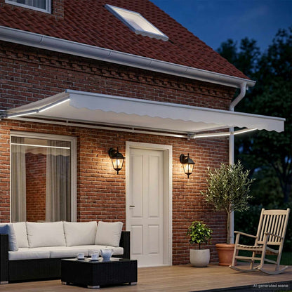Cornice per Tenda Manuale con LED Bianco 4 × 3,5 m | homemem39