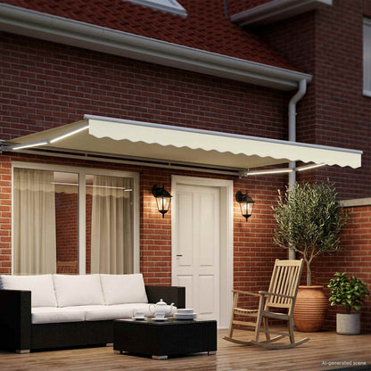 Cornice per Tenda Manuale con LED Crema e Bianco 4,5 × 3 m | homemem39