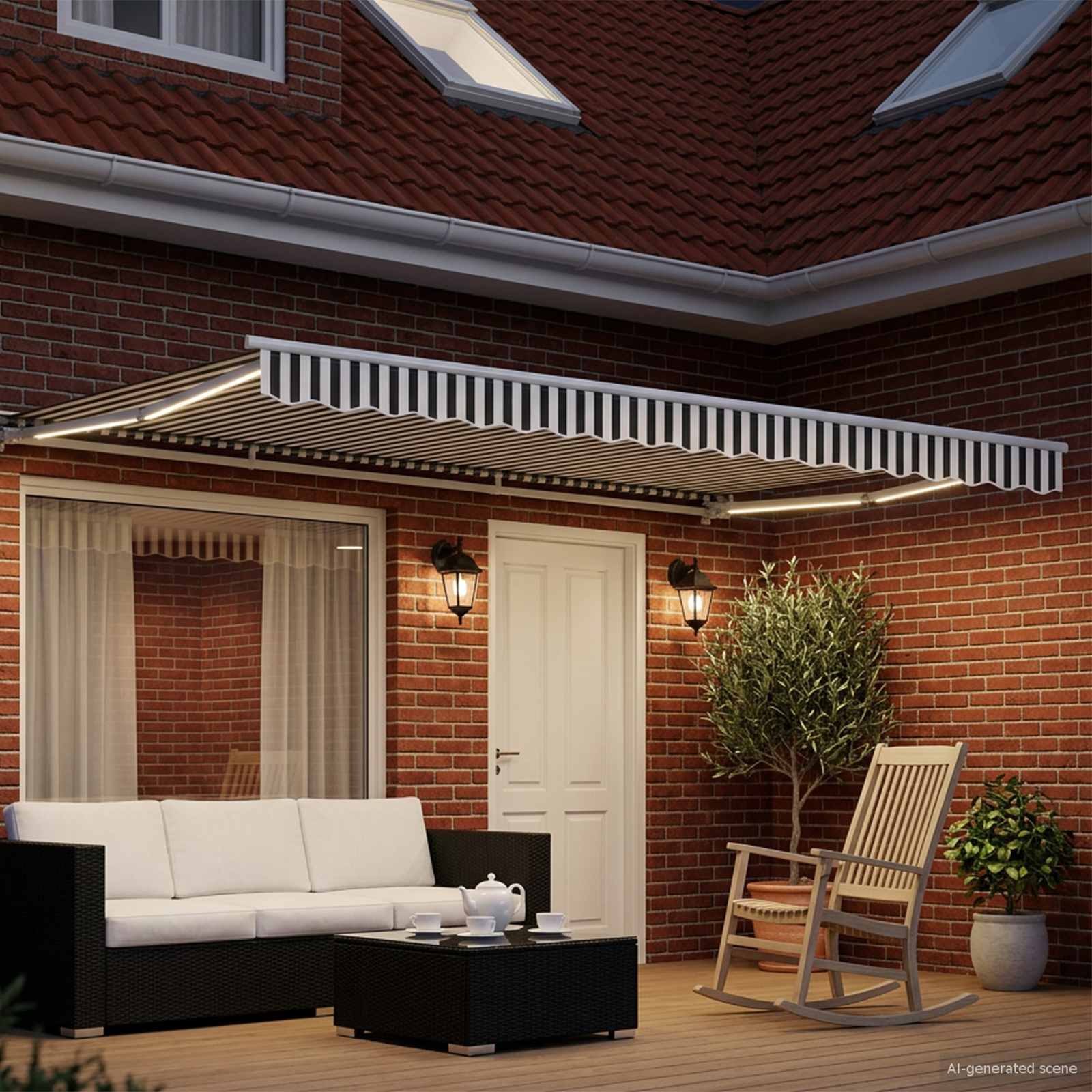 Cornice per Tenda Manuale con LED 4,5 × 3,5 m | homemem39