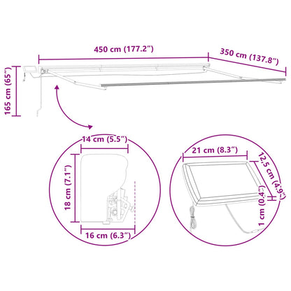 Cornice per Tenda Manuale con LED Verde e Bianco 4,5 × 3,5 m