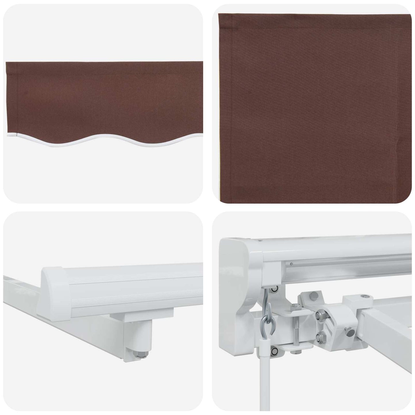 Cornice per Tenda Manuale con LED Marrone e bianco 5 x 3 m | homemem39