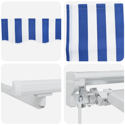 Cornice per Tenda Manuale con LED Blu e Bianco 5 × 3,5 m | homemem39