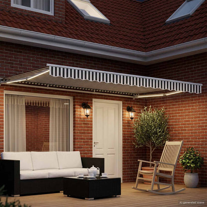 Cornice per Tenda Manuale con LED Antracite e Bianco 5 × 3,5 m | homemem39