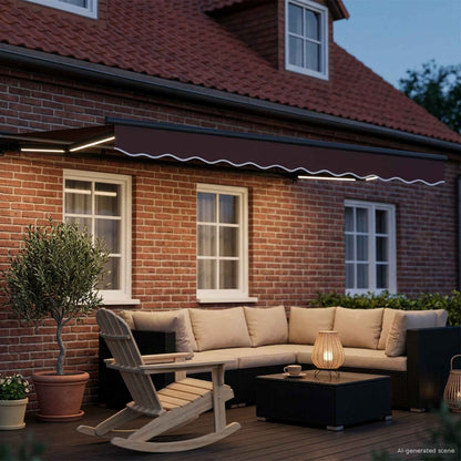 Cornice per Tenda Manuale con LED Marrone e Antracite 2,5 x 2 m | homemem39