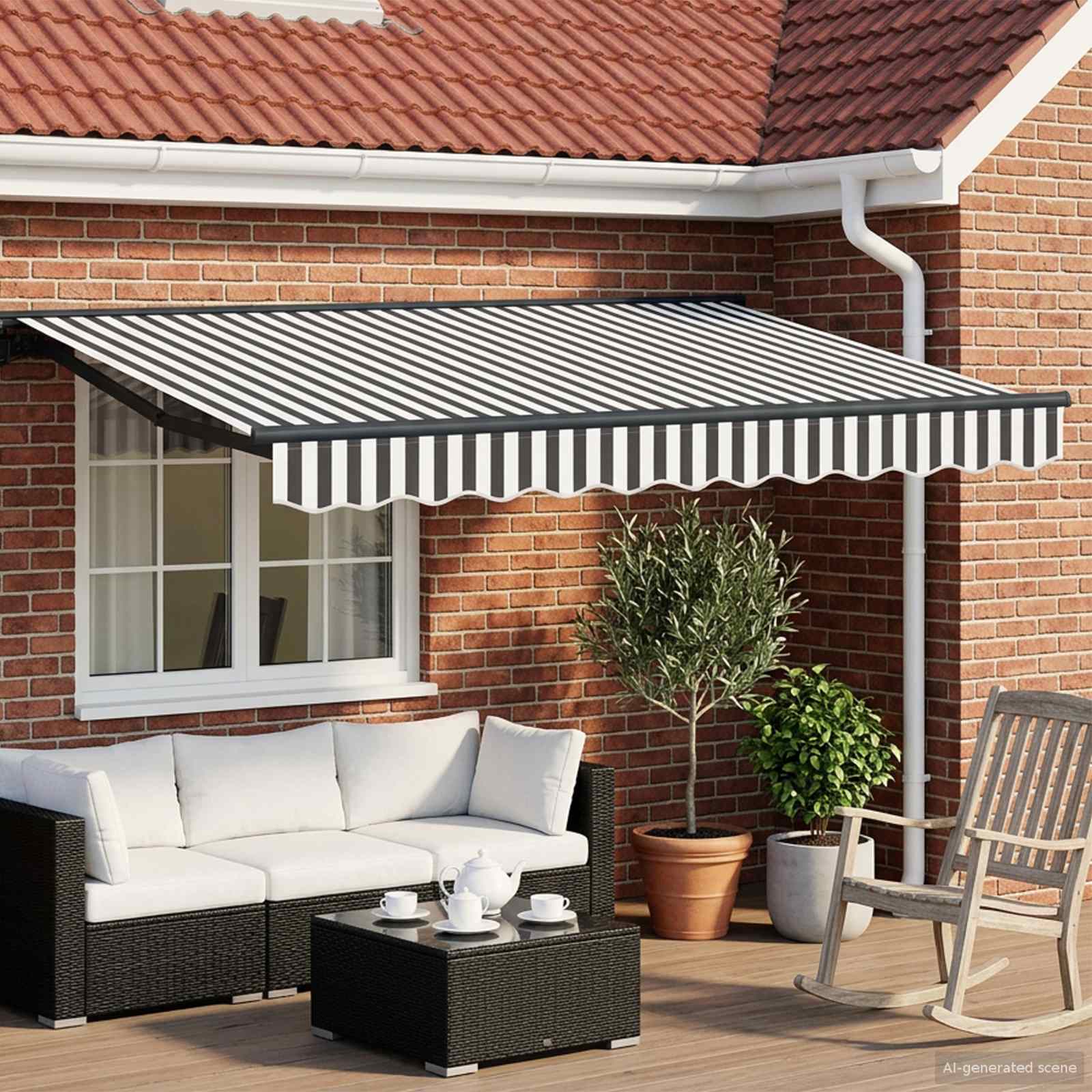 Cornice per Tenda Manuale con LED Antracite e Bianco 2,5 x 2 m | homemem39