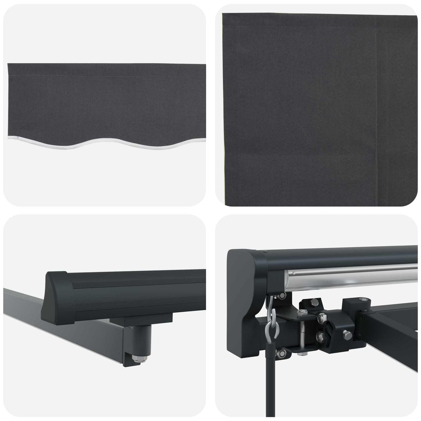 Cornice per Tenda Manuale con LED Antracite 3 x 2 m | homemem39