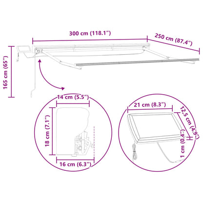 Cornice per Tenda Manuale con LED 3 x 2,5 m