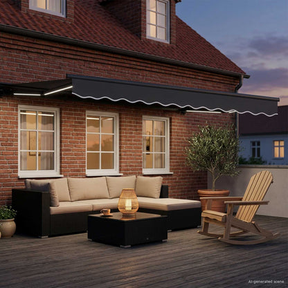 Cornice per Tenda Manuale con LED Antracite 3 x 2,5 m | homemem39