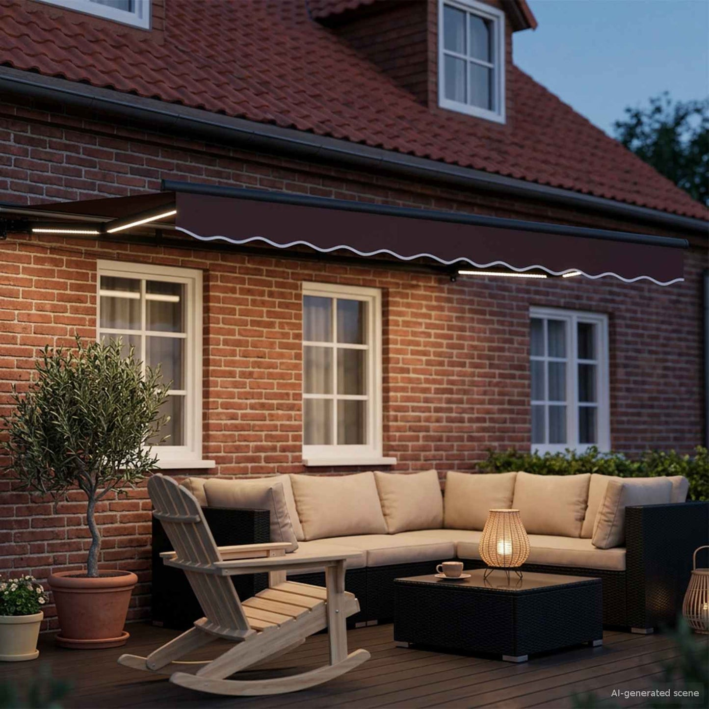 Cornice per Tenda Manuale con LED Marrone e Antracite 3 x 2,5 m | homemem39