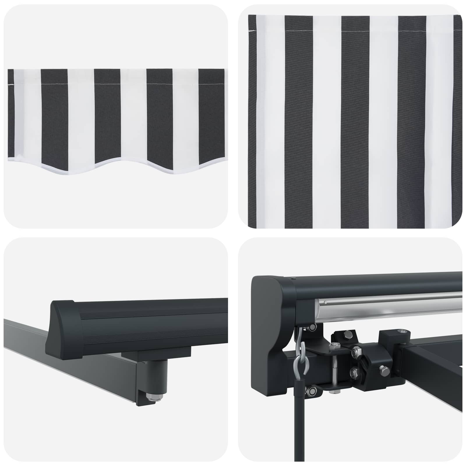 Cornice per Tenda Manuale con LED Antracite e Bianco 3 x 2,5 m | homemem39