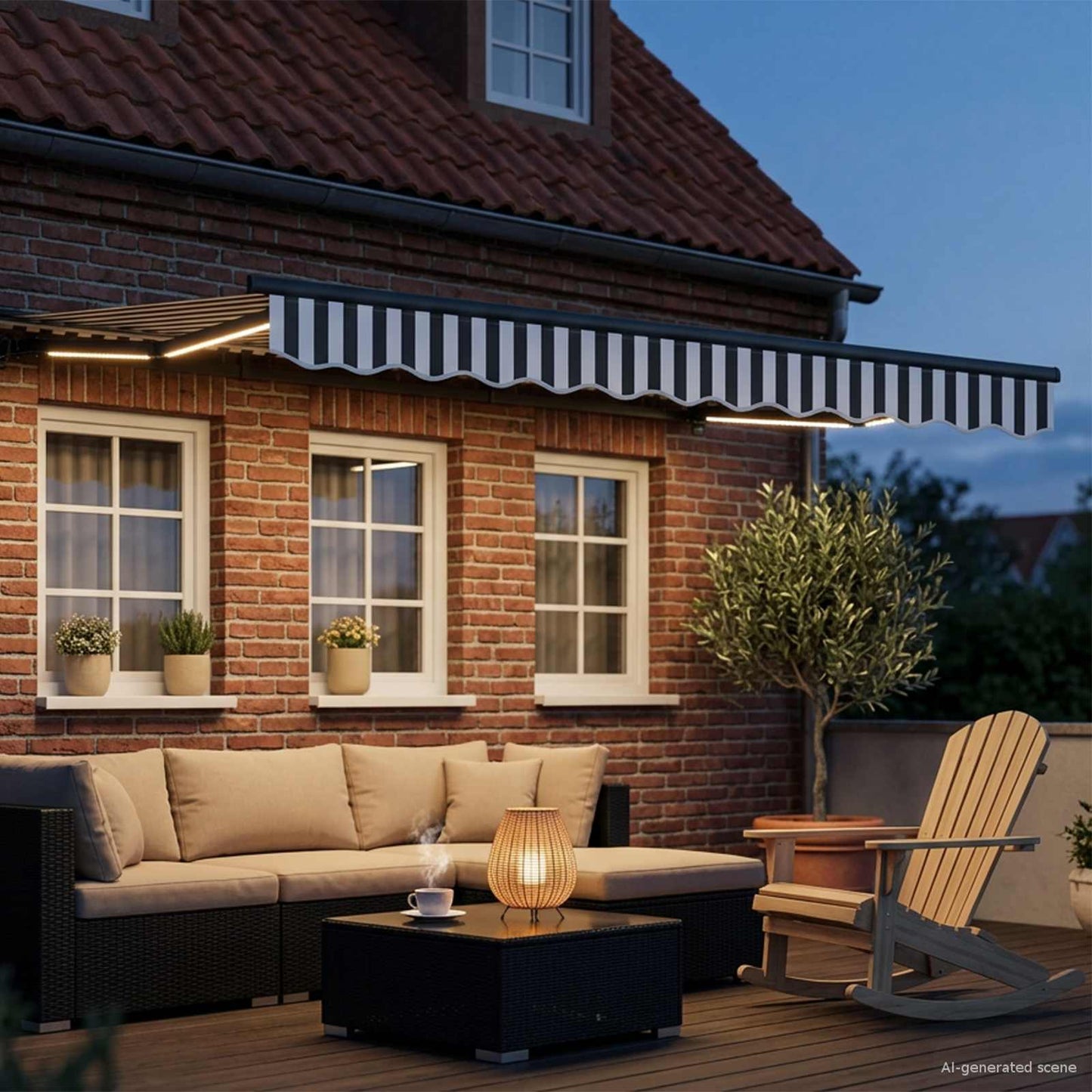 Cornice per Tenda Manuale con LED Antracite e Bianco 3 x 2,5 m | homemem39