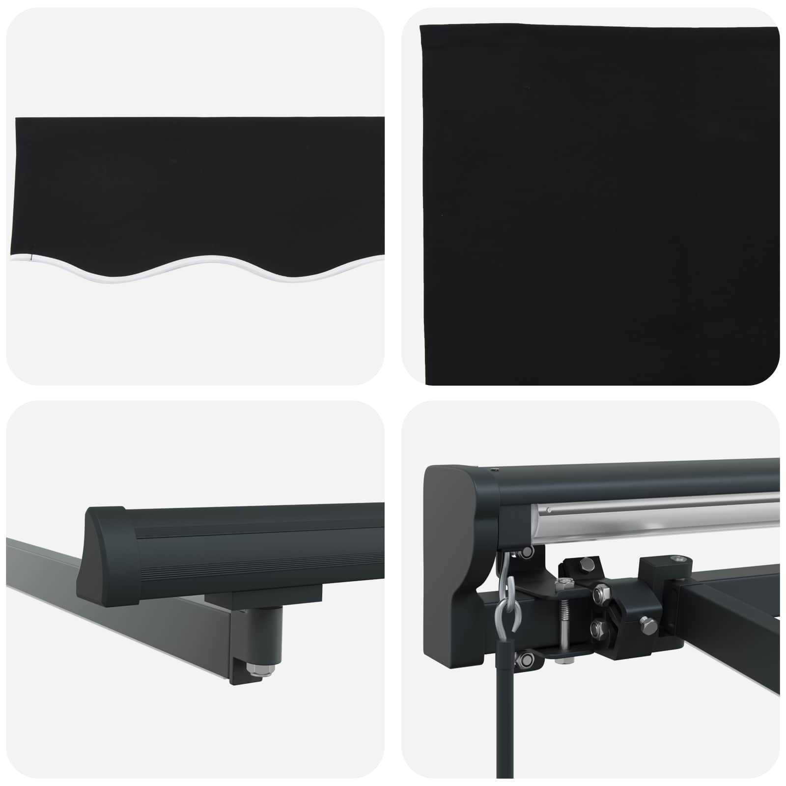 Cornice per Tenda Manuale con LED Nero e antracite 3 x 2,5 m | homemem39