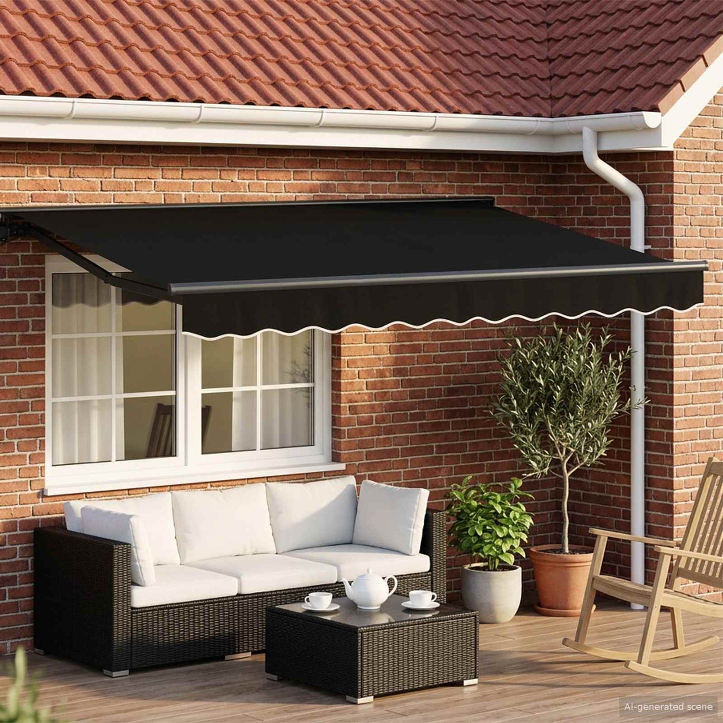 Cornice per Tenda Manuale con LED Nero e antracite 3 x 2,5 m | homemem39