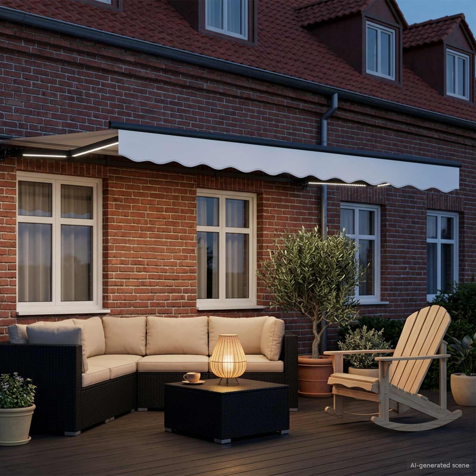 Cornice per Tenda Manuale con LED Bianco e Antracite 3 x 2,5 m | homemem39