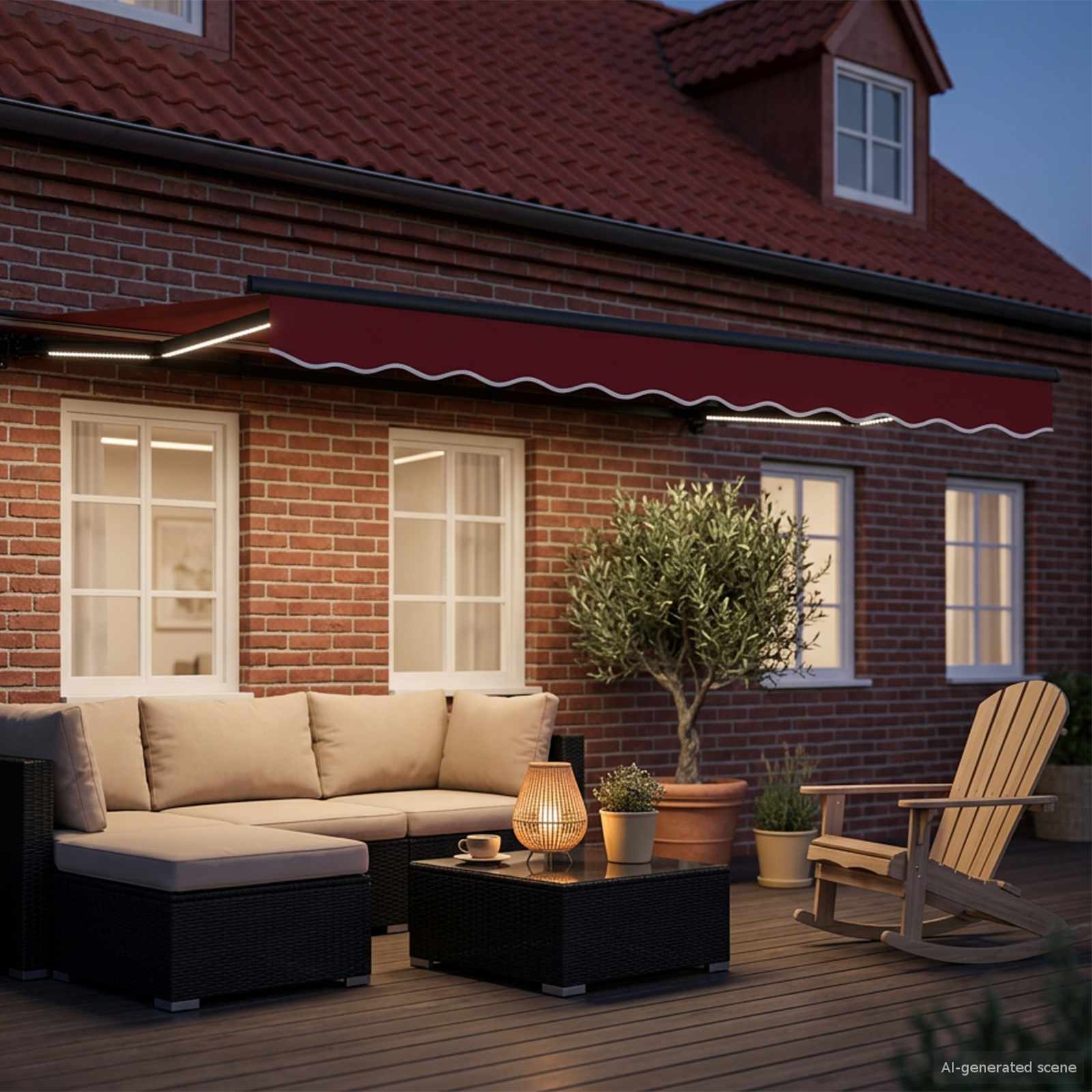 Cornice per Tenda Manuale con LED Rosso e Antracite 3 x 2,5 m | homemem39