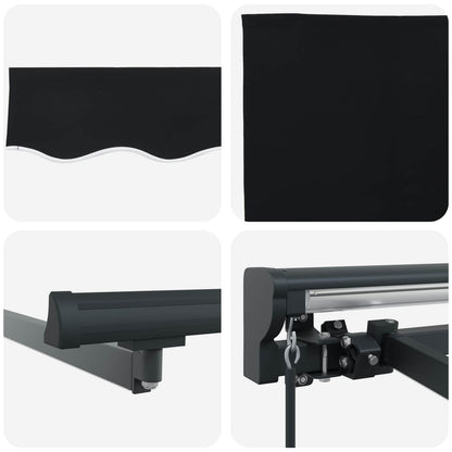 Cornice per Tenda Manuale con LED Nero e antracite 3,5 x 2,5 m | homemem39
