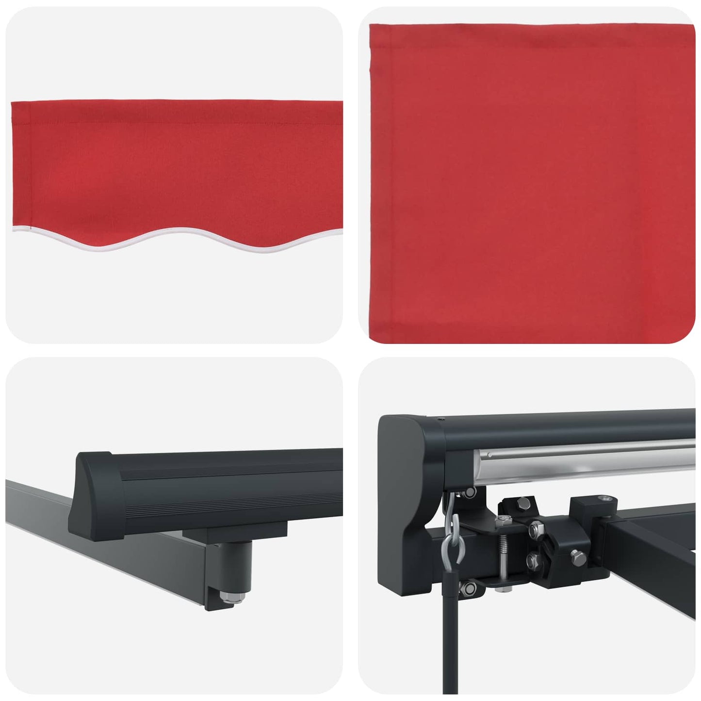 Cornice per Tenda Manuale con LED Rosso e Antracite 3,5 x 2,5 m | homemem39