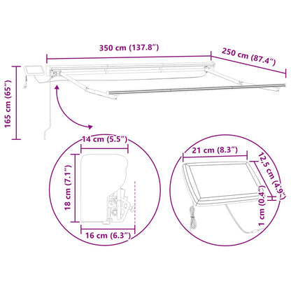 Cornice per Tenda Manuale con LED 3,5 x 2,5 m
