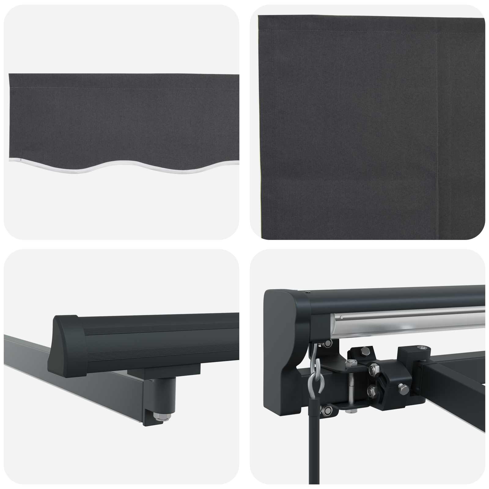 Cornice per Tenda Manuale con LED Antracite 4 × 3 m | homemem39