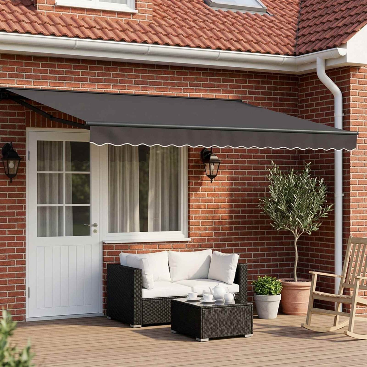 Cornice per Tenda Manuale con LED Antracite 4 × 3 m | homemem39