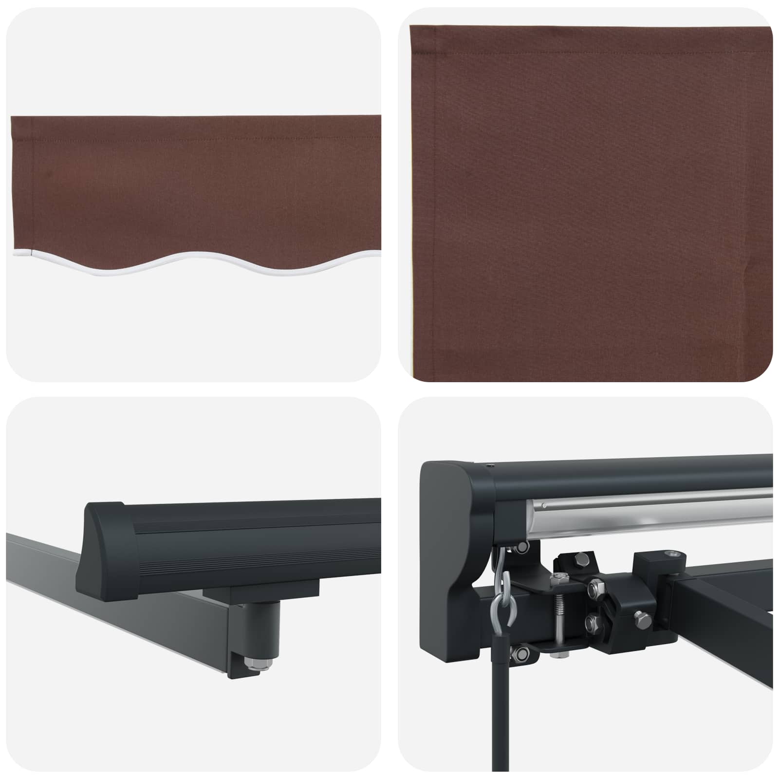 Cornice per Tenda Manuale con LED Marrone e Antracite 4 × 3 m | homemem39