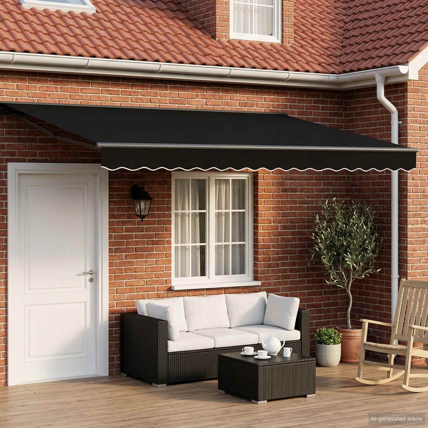 Cornice per Tenda Manuale con LED Nero e antracite 4 × 3 m | homemem39