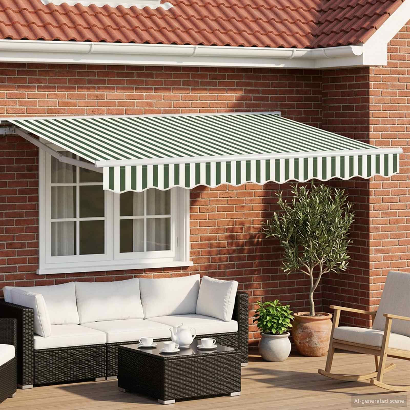 Tettuccio Elettrico Retrattile Verde e Bianco 3 x 2,5 m | homemem39