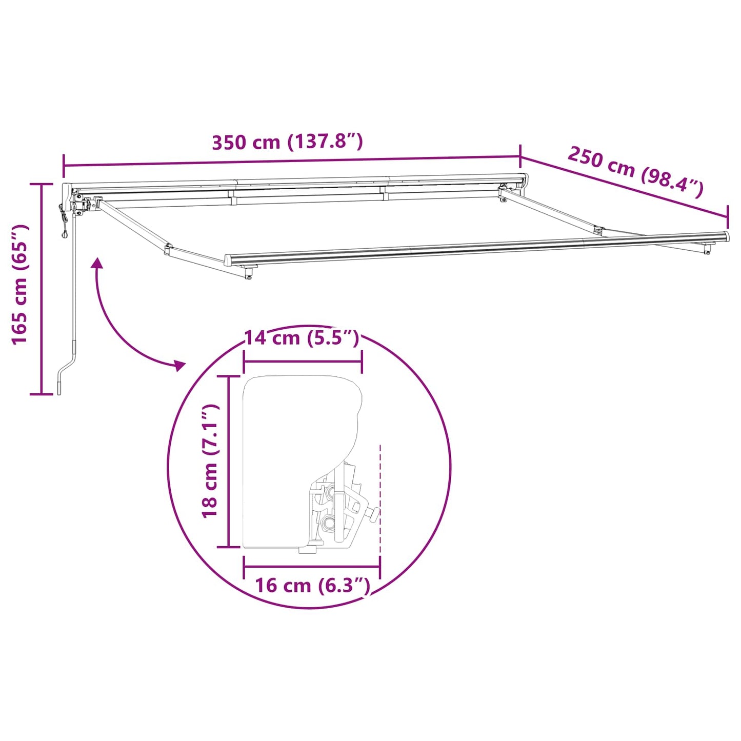 Tettuccio Elettrico Retrattile Crema 3,5 x 2,5 m