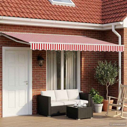 Tettuccio Elettrico Retrattile Rosso e Bianco 4 × 3,5 m | homemem39