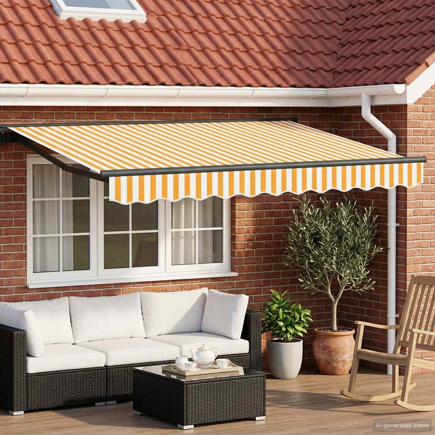 Tettuccio Elettrico Retrattile Giallo e Bianco 3 x 2 m | homemem39