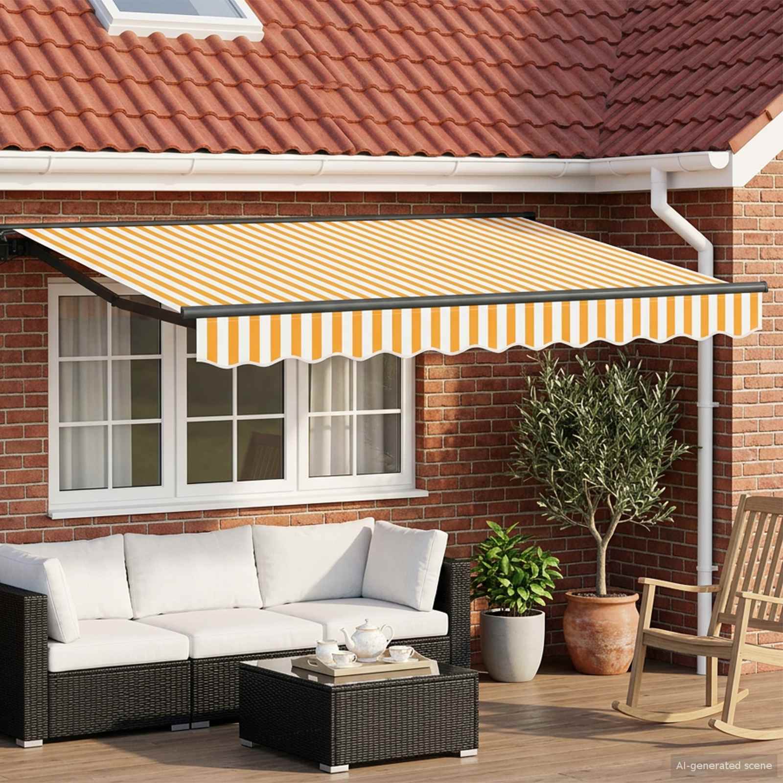 Tettuccio Elettrico Retrattile Giallo e Bianco 3 x 2 m | homemem39