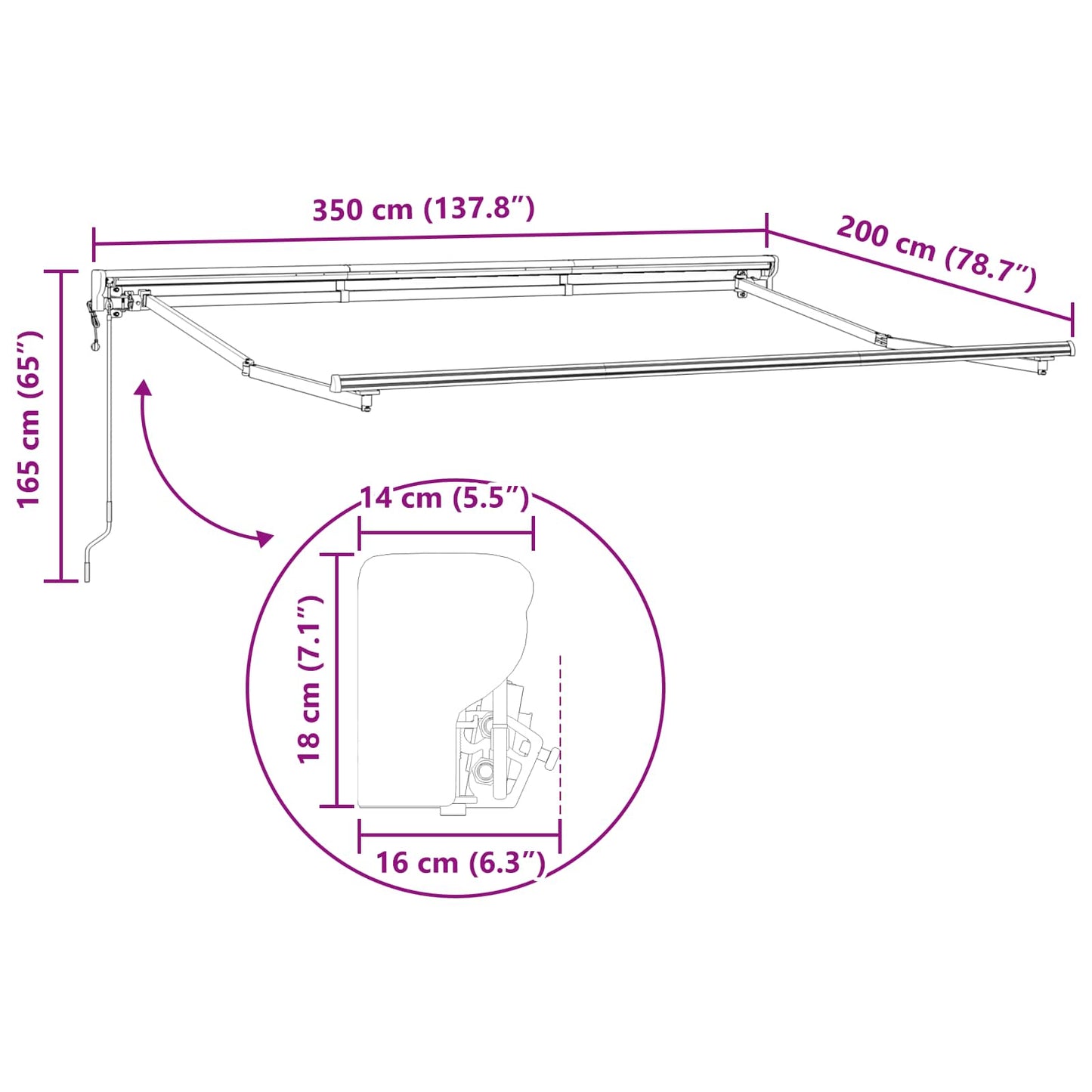 Tettuccio Elettrico Retrattile Antracite 3,5 x 2 m