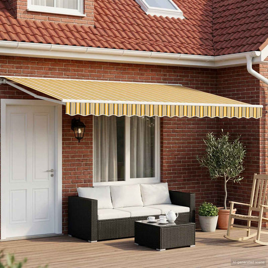Tettuccio Elettrico Retrattile Giallo, Grigio e Bianco 4 × 3 m | homemem39