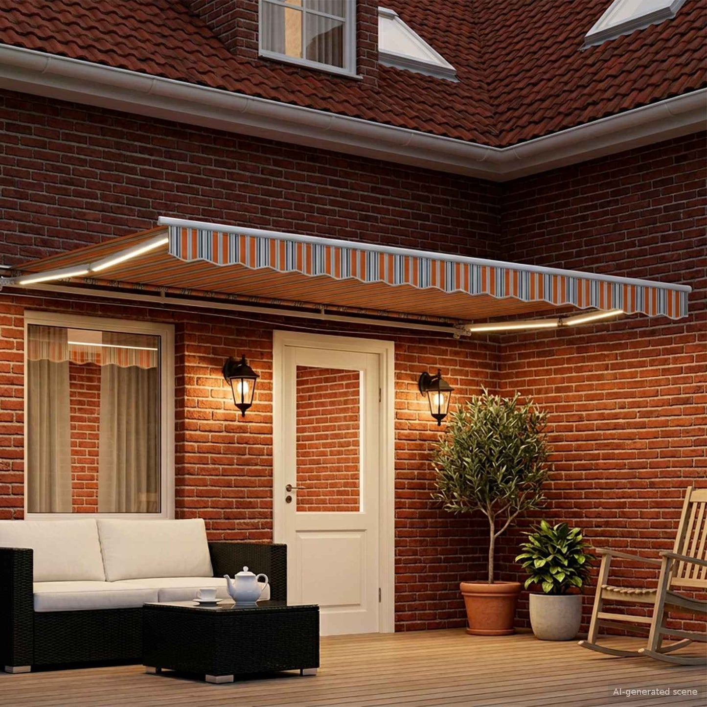 Tettuccio Elettrico Retrattile Blu, Arancione, Bianco 4,5 × 3 m