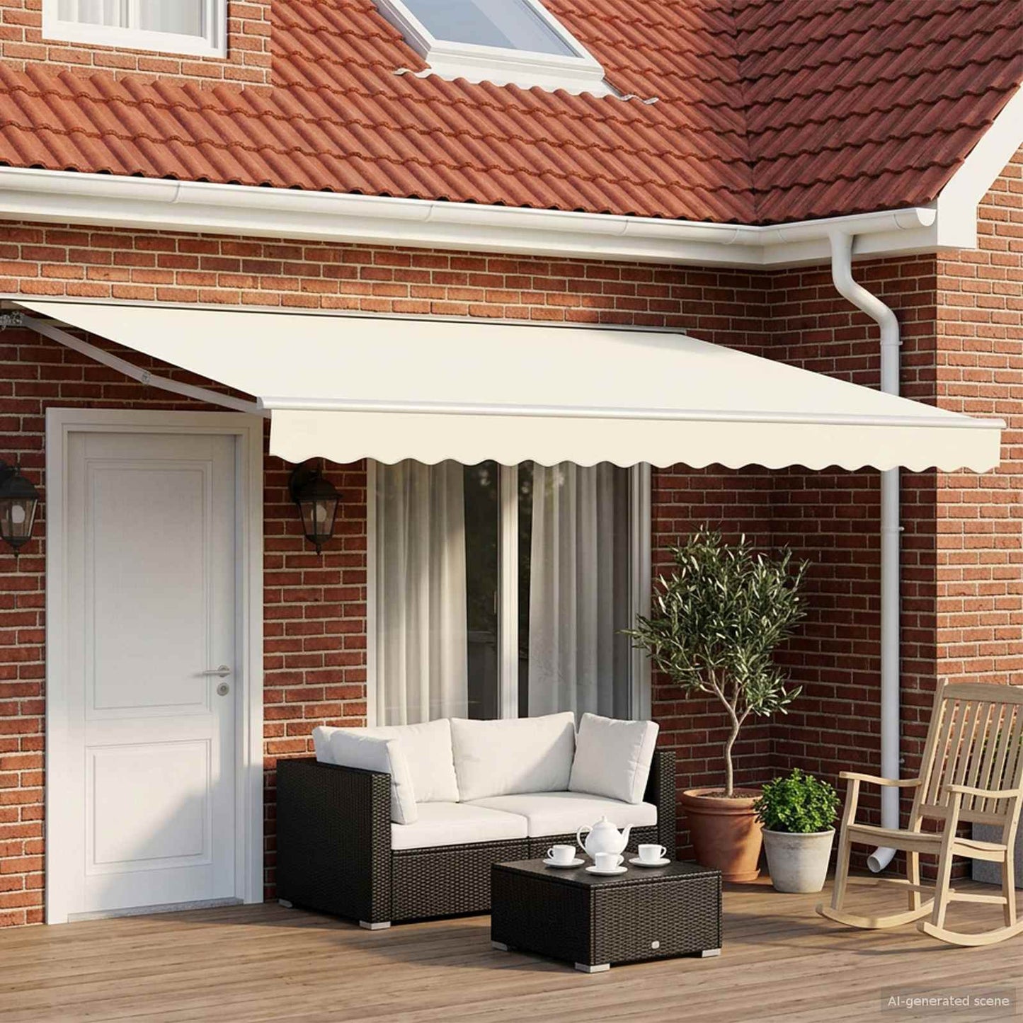 Tettuccio Elettrico Retrattile Crema e Bianco 5 x 3 m | homemem39