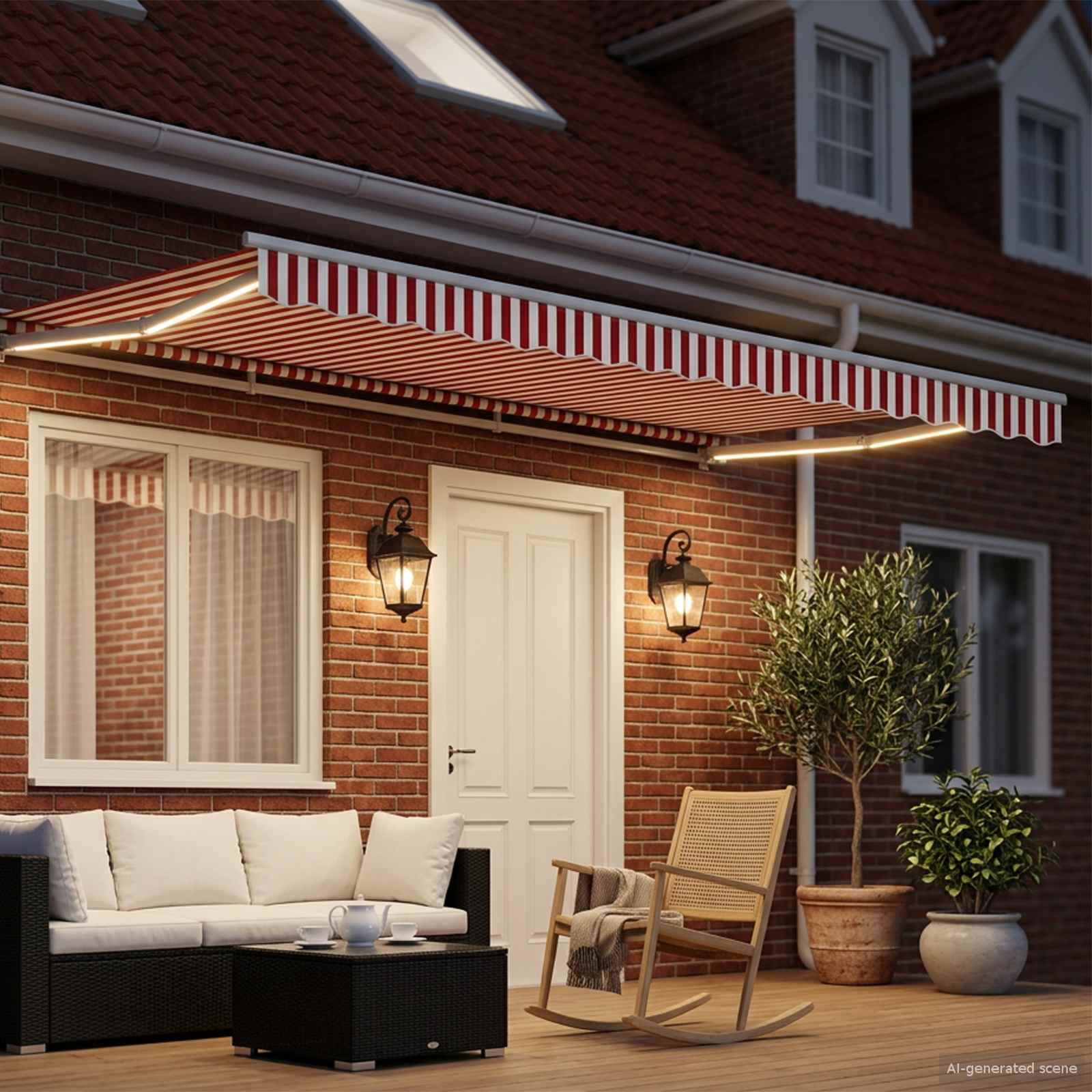 Tettuccio Elettrico Retrattile Rosso e Bianco 5 x 3 m | homemem39