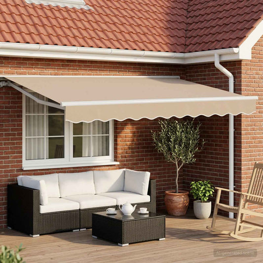 Tettuccio Elettrico Retrattile Beige e Bianco 3,5 x 2,5 m | homemem39