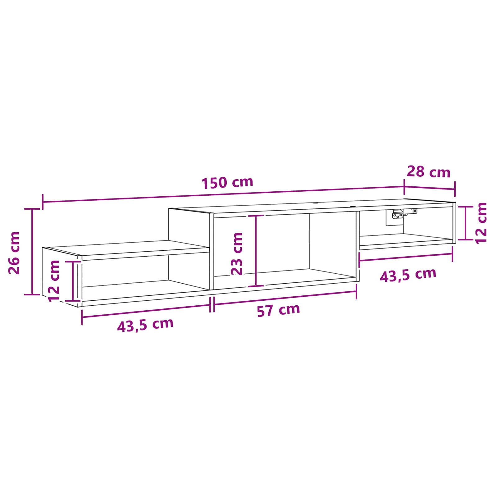Mobile TV da Parete A parete Bianco 150 x 28 x 26 cm | homemem39