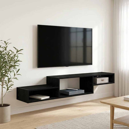 Mobile TV da Parete A parete Rovere Nero 150 x 28 x 26 cm | homemem39
